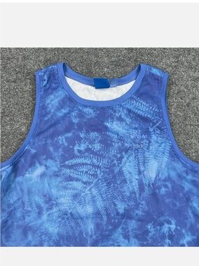 adidas Blue Tie-Dye Muscle Tank with Fern Design